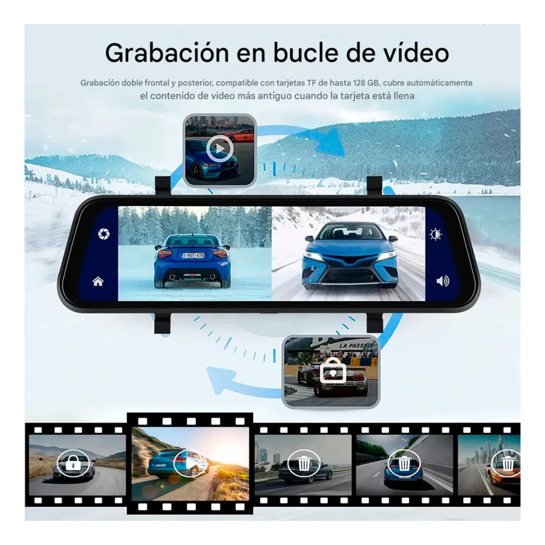 Retrovisor Cámara Auto Pantalla Completa 4k Android Auto Cp