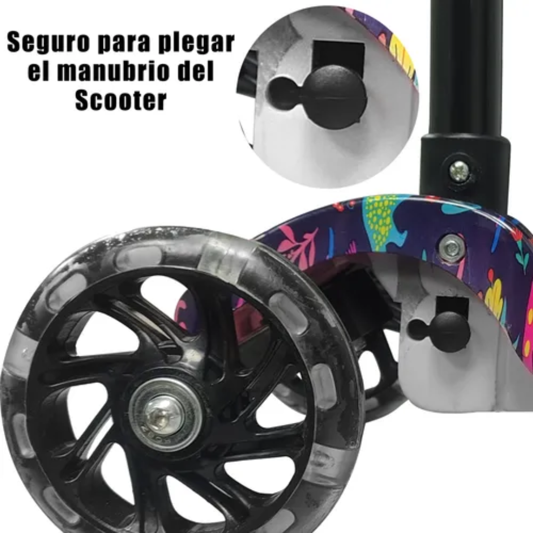 Monopatin Scooter 3 Ruedas Con Luz Led Niños y Niñas