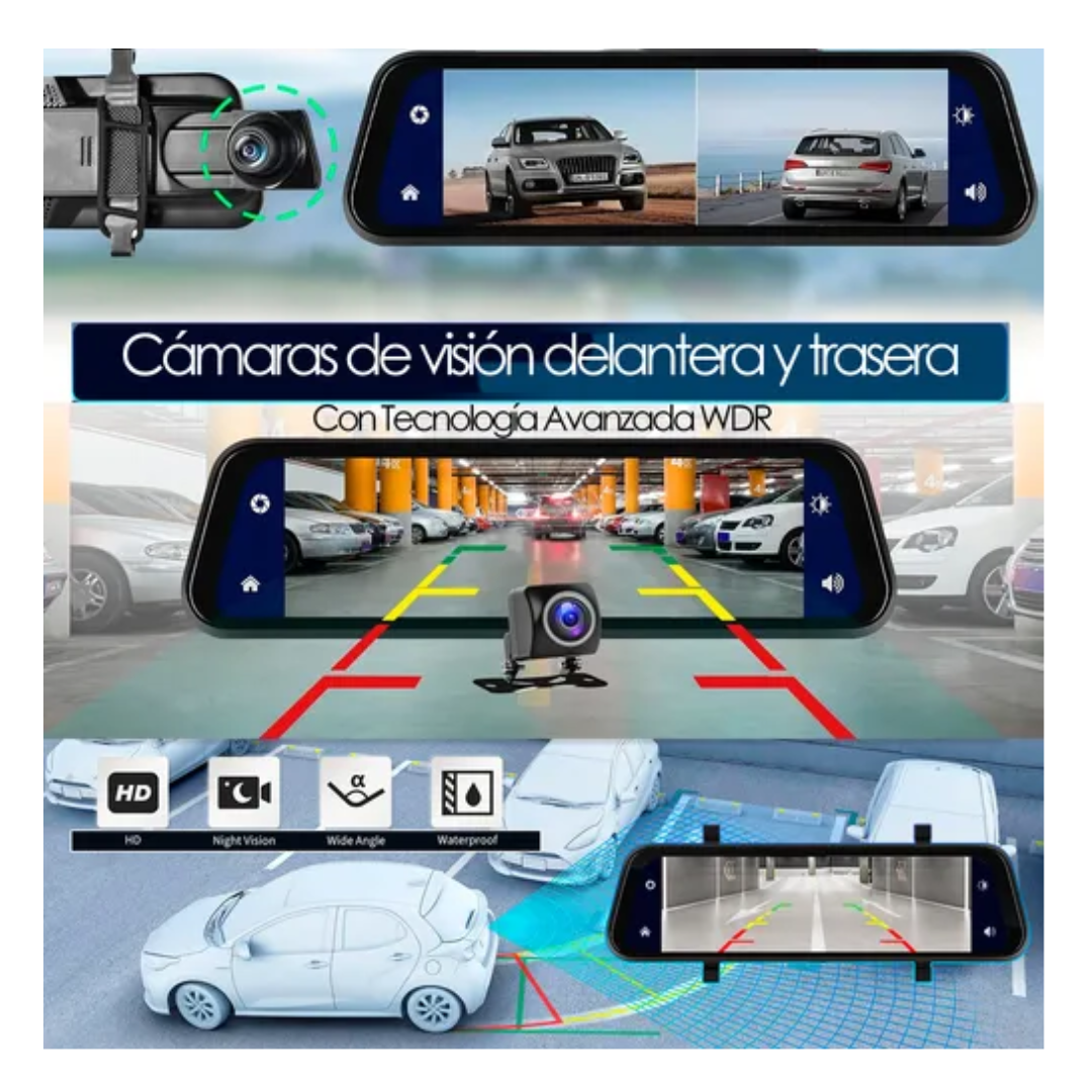 Retrovisor Cámara Auto Pantalla Completa 4k Android Auto Cp