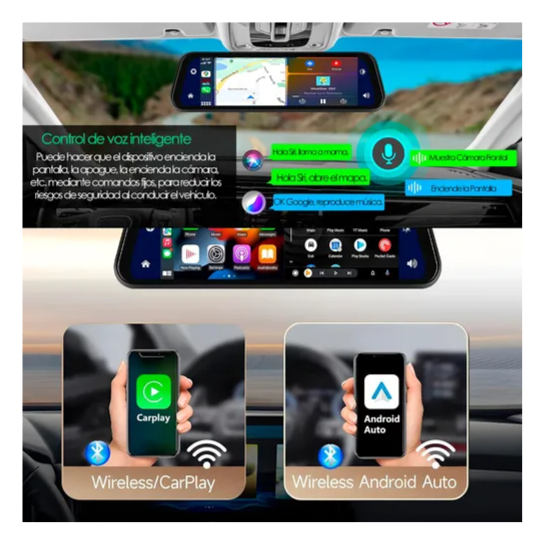 Retrovisor Cámara Auto Pantalla Completa 4k Android Auto Cp