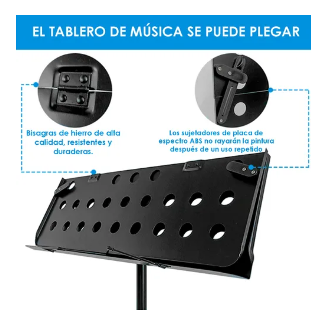 Atril De Partitura Con Tripode Regulable Y Pleglable Negro