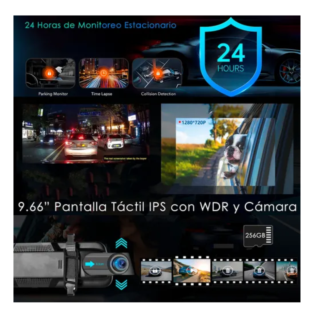 Retrovisor Cámara Auto Pantalla Completa 4k Android Auto Cp