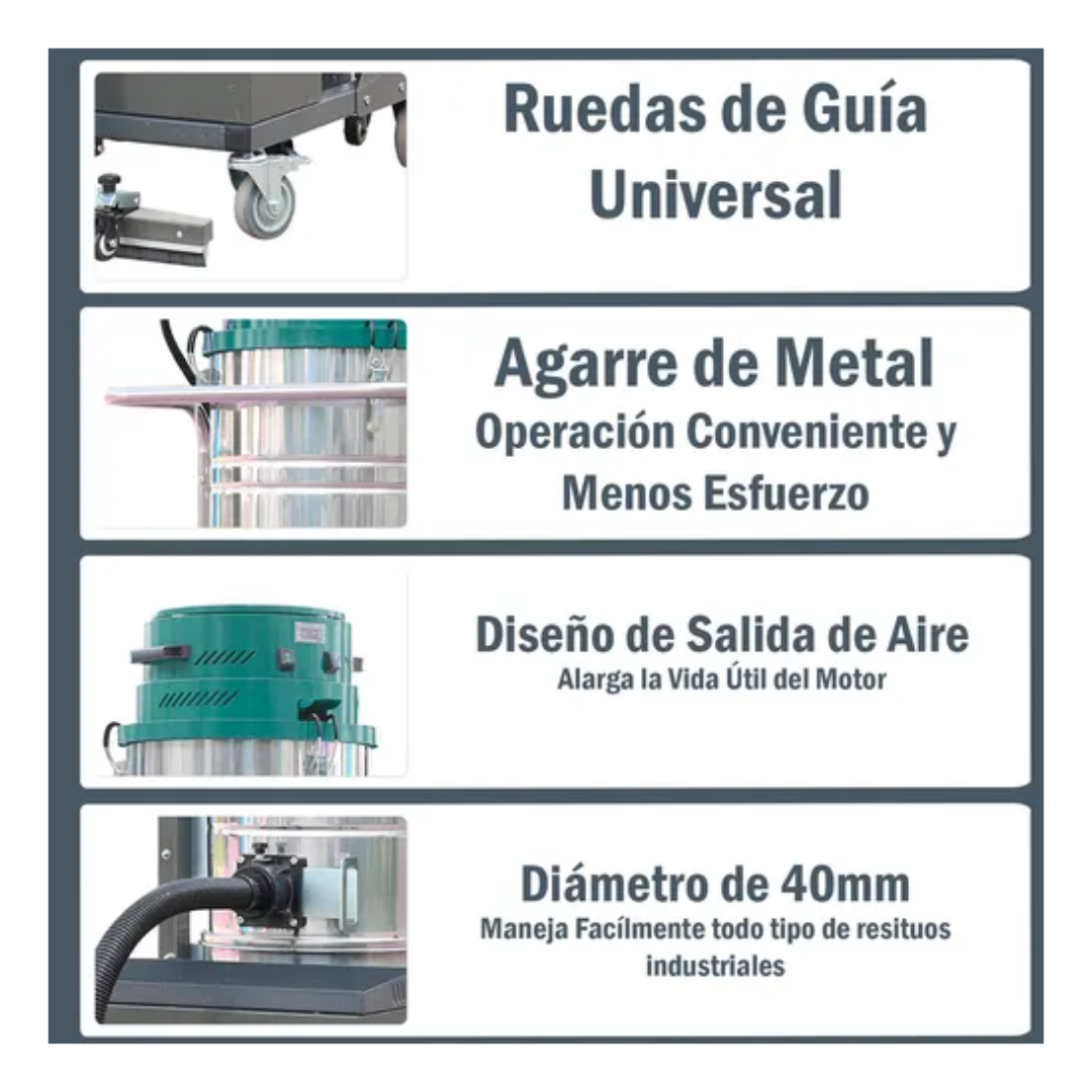 Aspiradora Industrial Hardpro 1500w Inalambrica 100l 40mm Verde
