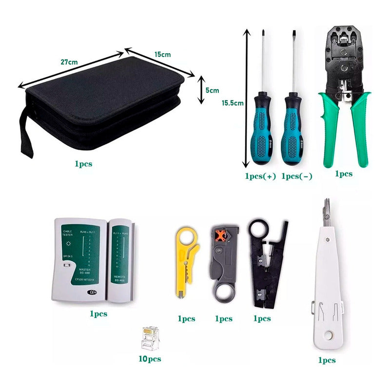 Kit Herramientas Cableado Tester Rj45 Utp Lan Crimpeadora