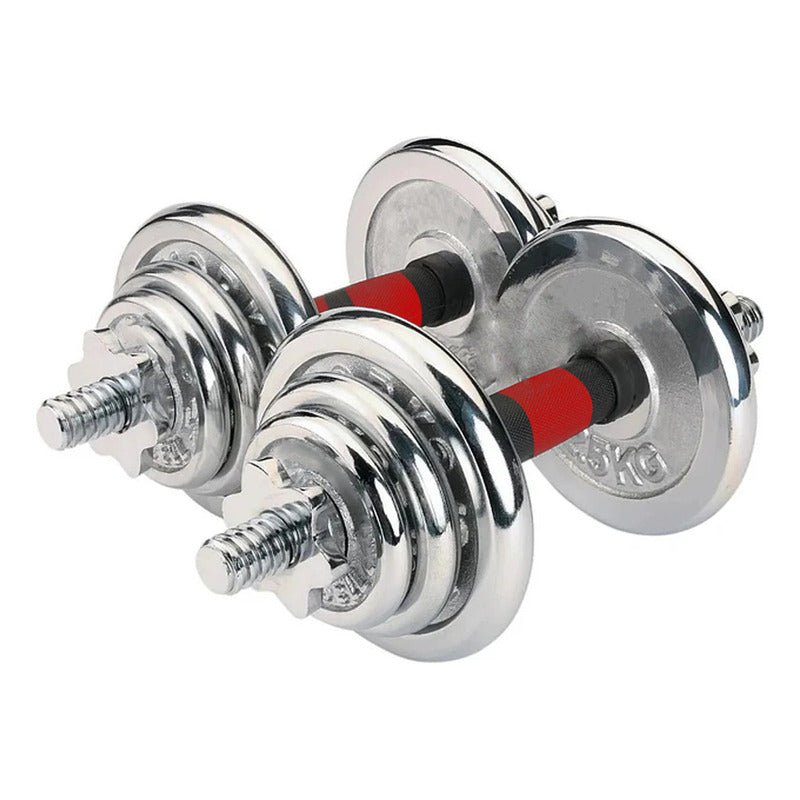 Set De Mancuernas Cromadas Ajustables 20 Kg Maletín