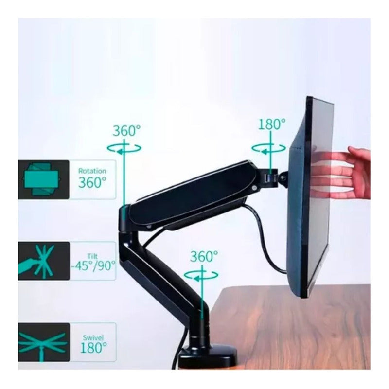 Soporte De Monitor Ergonomico A Gas Para Escritorio 17 A 32