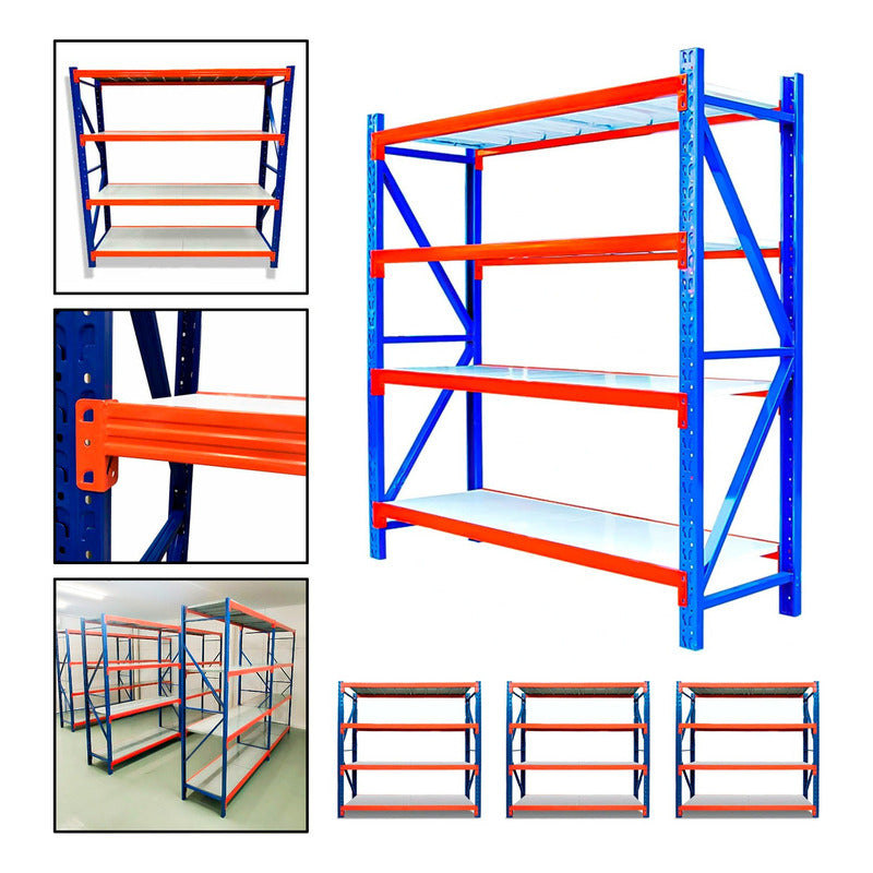 Pack 3 Estante Metálico Rack 200x200x60cm Sin Pernos 800kg