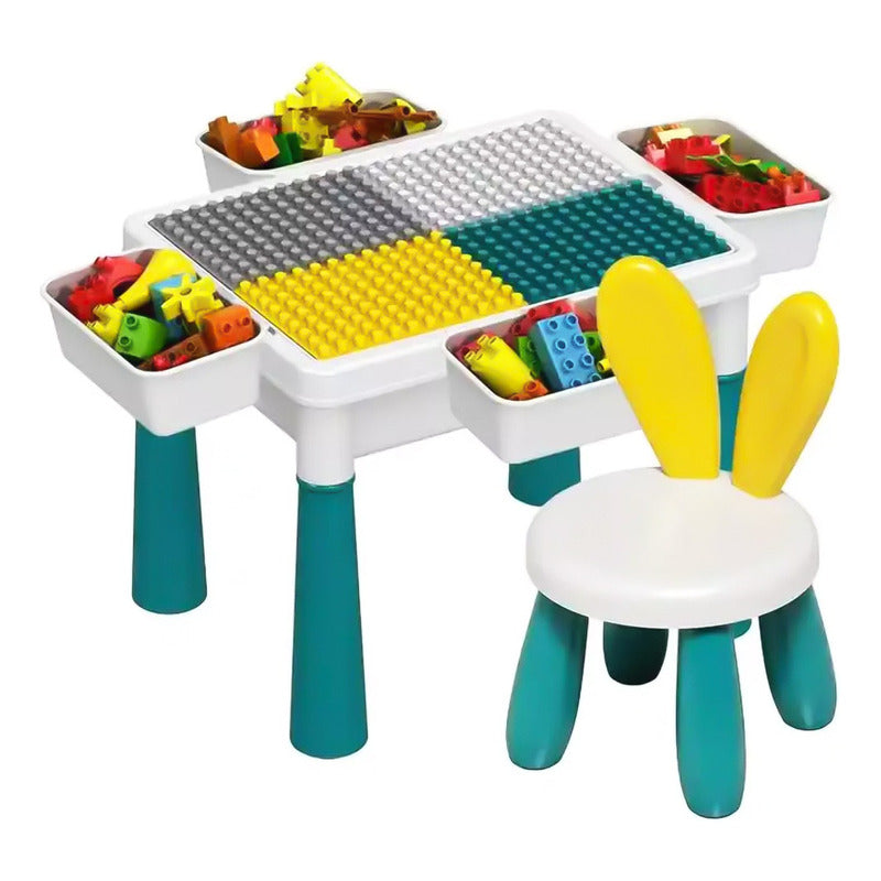 Mesa De Bloques Para Construccion 85 Piezas 1 Silla