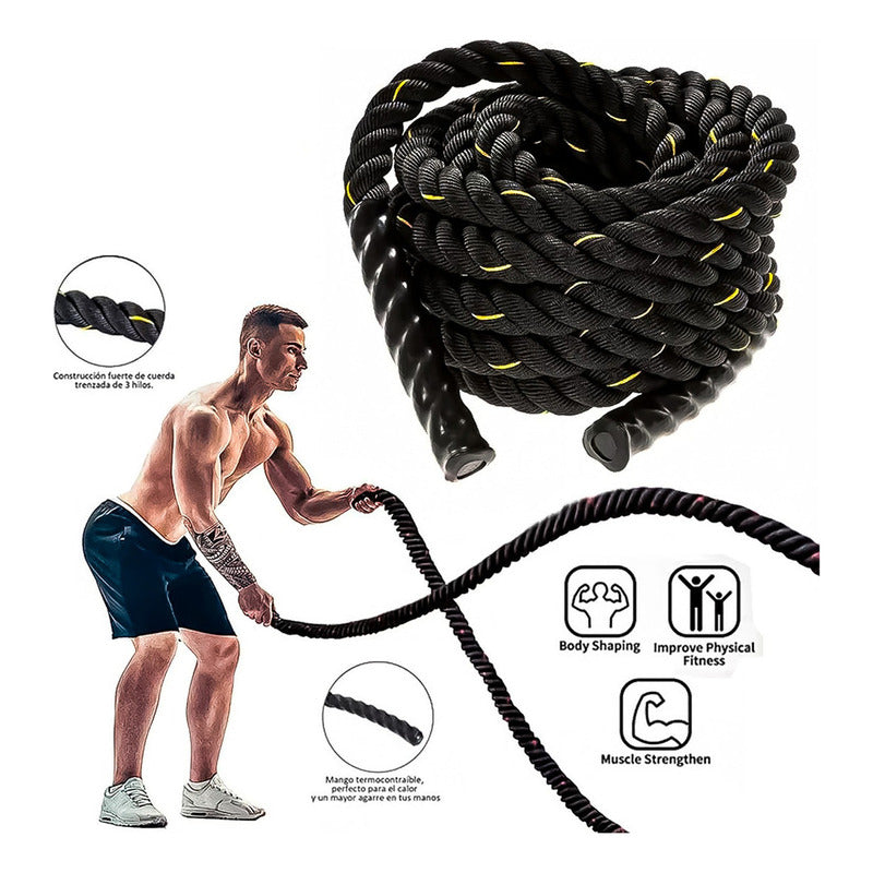 Cuerda Crossfit Battle Rope Correa 12 Metros X 38 Milimetros