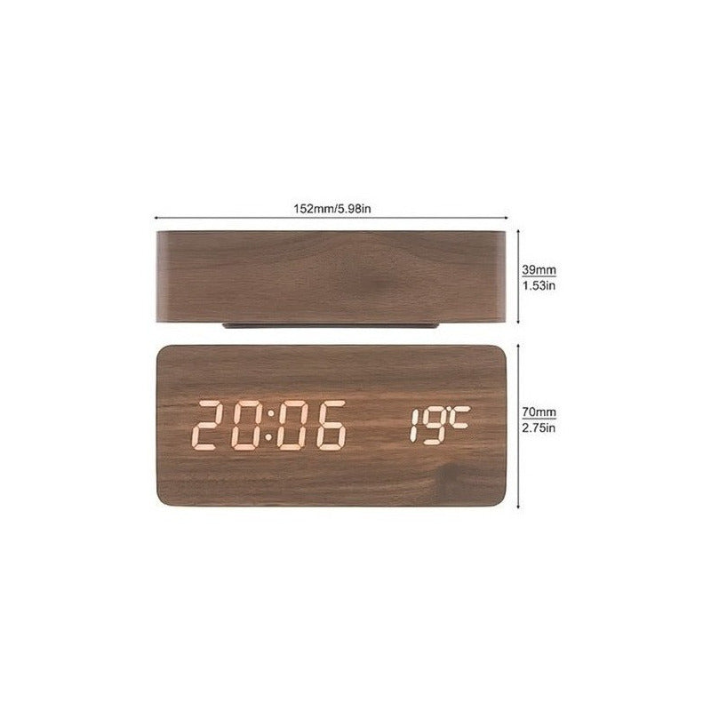 Reloj Despertador Digital De Madera Luz Lcd Pilas Y Usb 1299