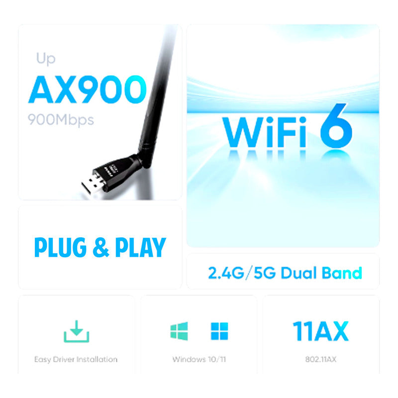 Adaptador Antena Wifi Usb Dual 5g 900mbps Alta Velocidad