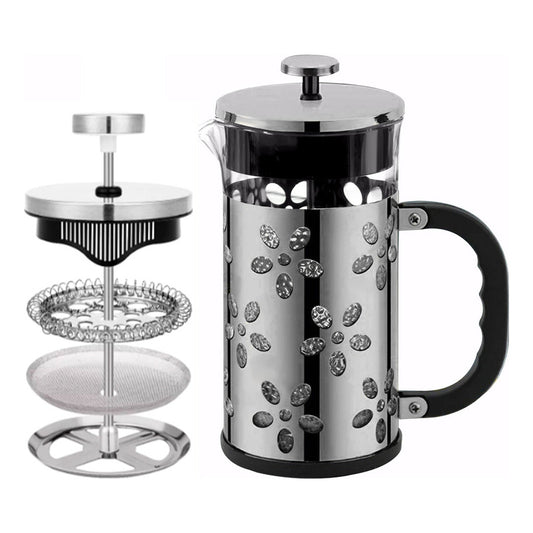 Prensa Francesa De Vidrio Y Metal Negro Cafetera 1 Litro