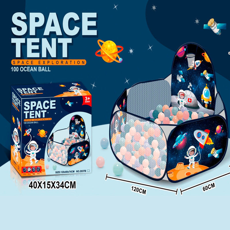 Piscina Con Pelota Niños Tienda Espacial Astronauta 120cm