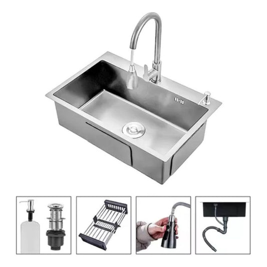 Lavaplatos 55x45cm De Acero Inoxidable Con Grifo Dual Con Accesorios