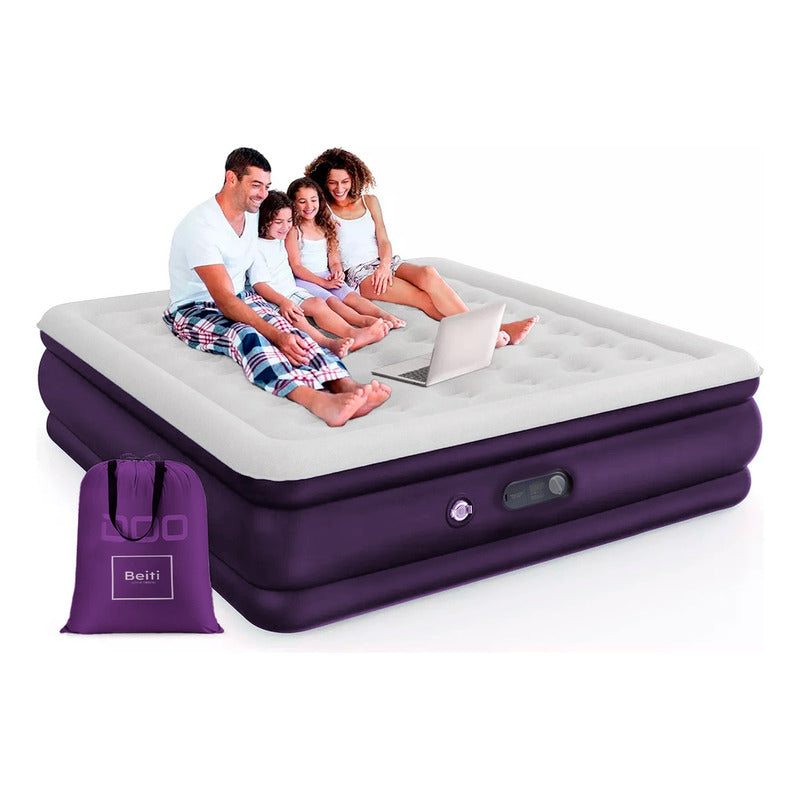 Colchon Cama Inflable Electrico Camping Glamping 2 plazas 45cm