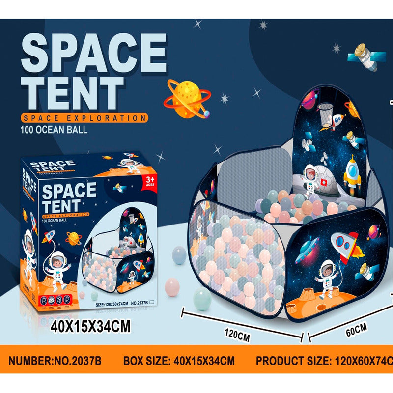 Piscina Con Pelota Niños Tienda Espacial Astronauta 120cm