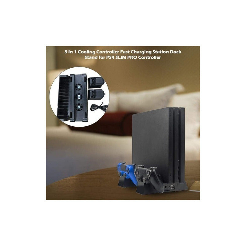 Soporte Base Ps4 Para 2 Dualshock Con Ventilador Y Juegos