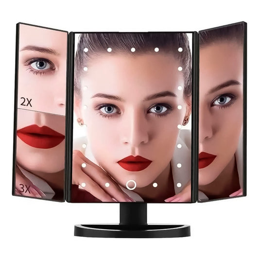 Espejo Con Luces Maquillaje Aumento 3x 24 Led 4 Pilas Aaa