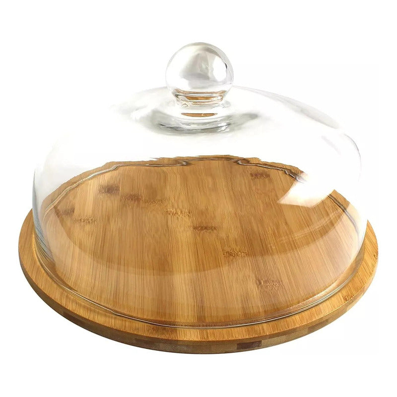 Tortera Organizador De Cocina 30cm Madera Bambu Con Tapa