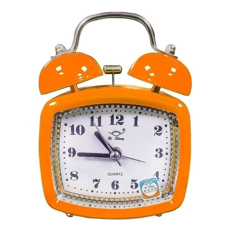 Reloj Despertador Antiguo Metalico De Campana Rectangular