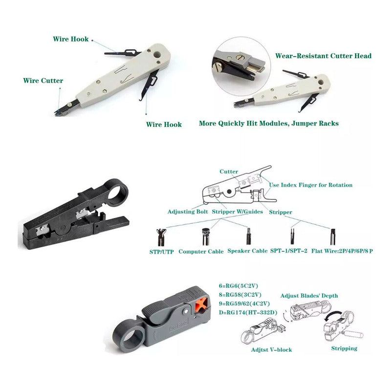 Kit Herramientas Cableado Tester Rj45 Utp Lan Crimpeadora