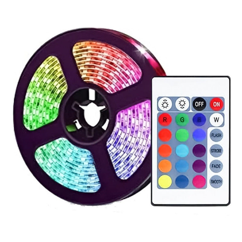 Cintas Led Colores Control Rgb 5 Mtrs Version 5050 Adhesiva