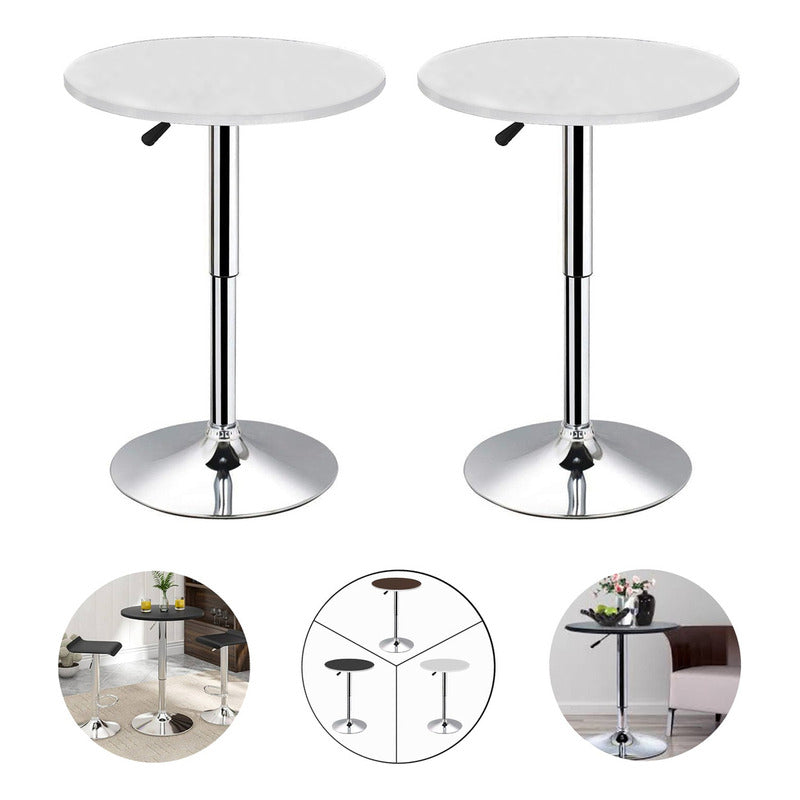 Pack 2 Mesa Bar Altura Ajustable 60x93cm Diámetro Comedor