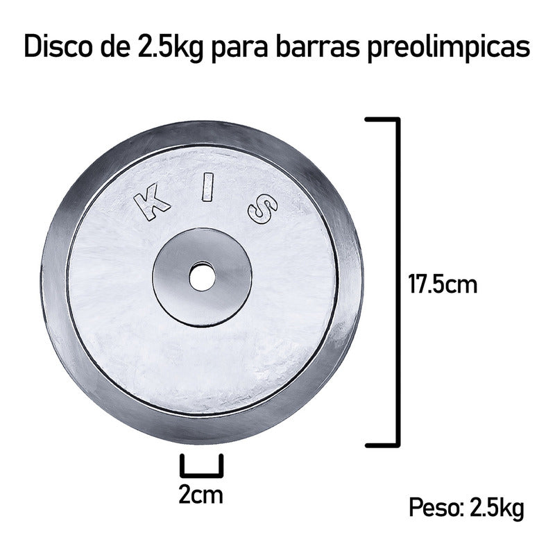 Pack 2 Disco Preolímpico 2.5kg C/u Profesional Mancuernas