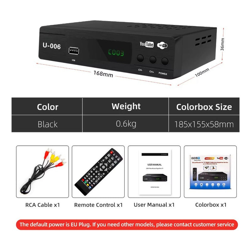 Sintonizador Tv Digital Incluye Antena Con Potenciador 1080p
