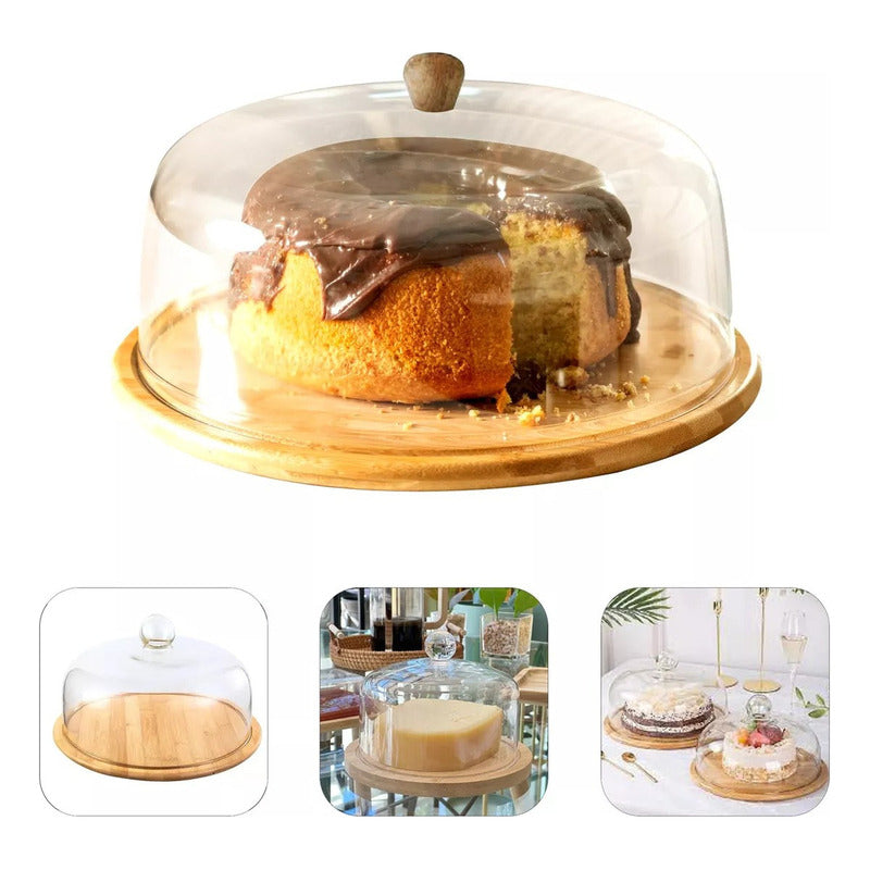 Tortera Organizador De Cocina 30cm Madera Bambu Con Tapa