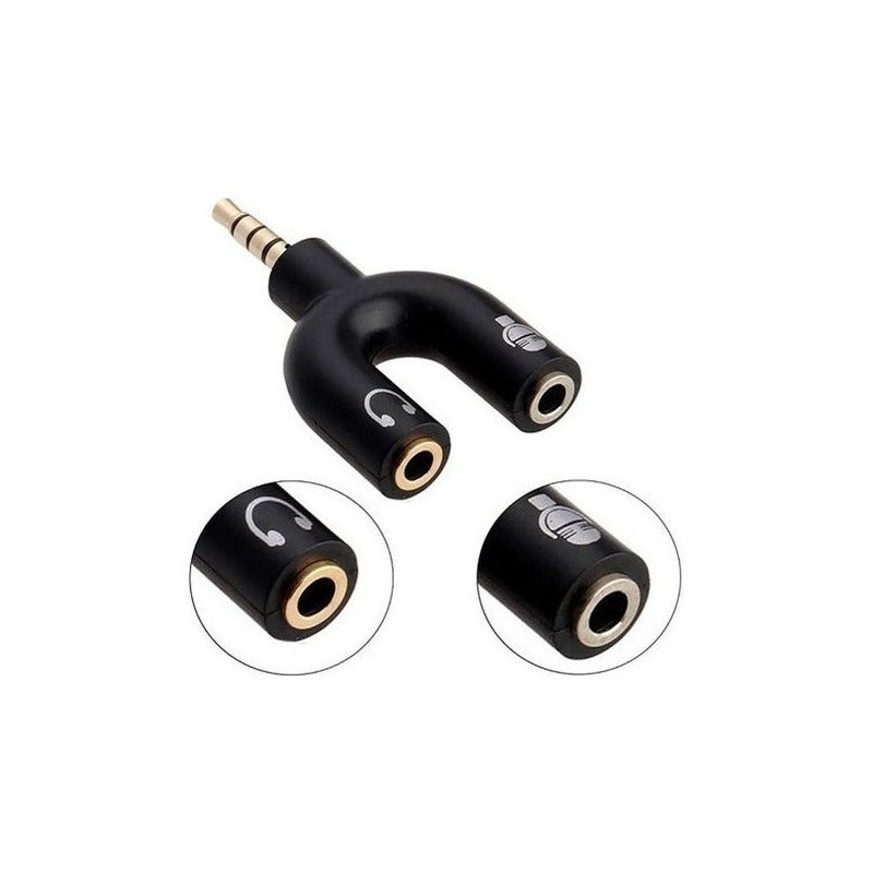 Adaptador Audio Microfono 2 X 1 Auxiliar 3.5mm Para Pc