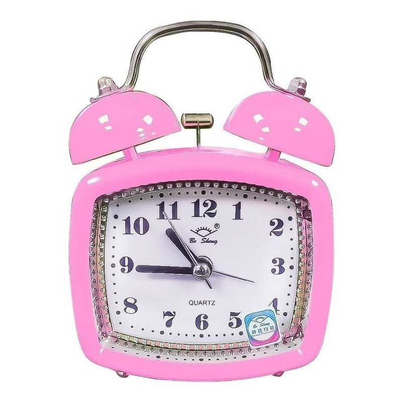 Reloj Despertador Antiguo Metalico De Campana Rectangular