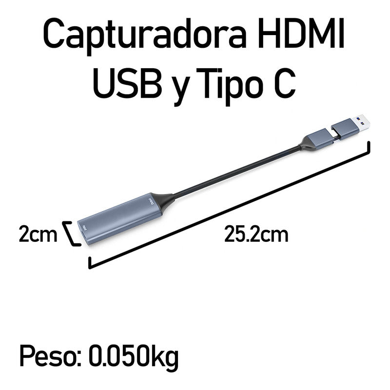 Capturadora De Video Tipo C Hdmi Usb 3 En 1 1080p 4k 60h 3.0