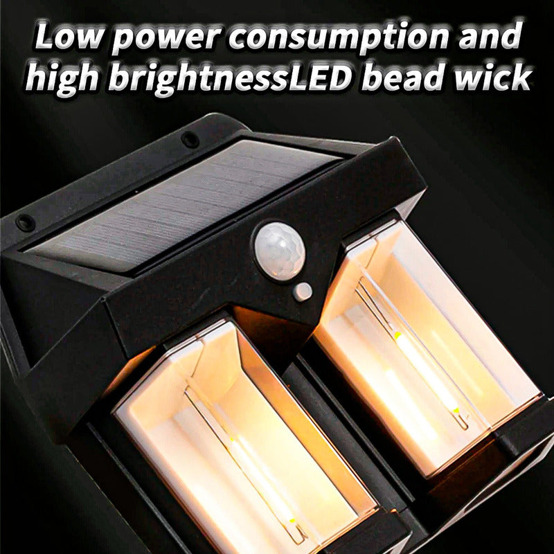 Farol Solar Aplique Pared 2 Led Sensor Movimiento Luz Cálida