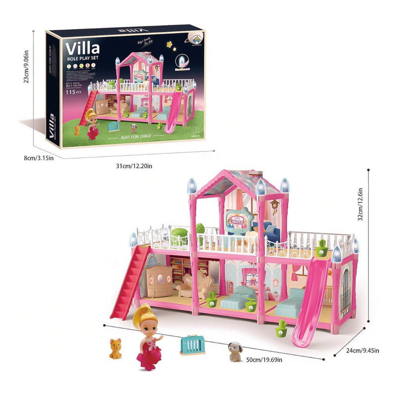 Casa De Muñecas Pista Auto Luxury Villas Con Muñeca 254 Pcs