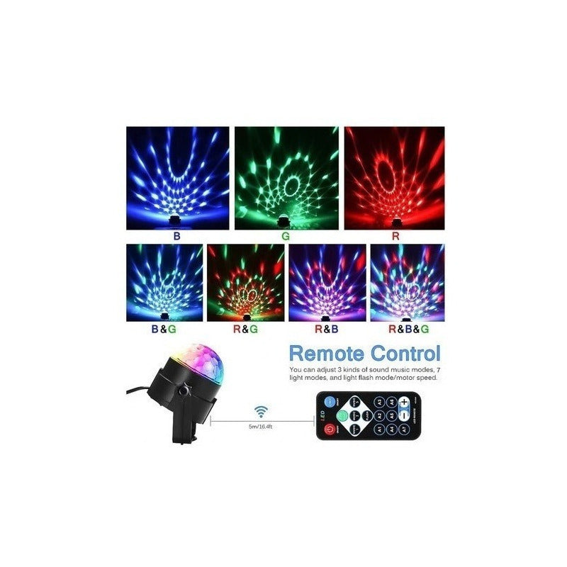 Bola Disco Led Rgb Rítmica Giratoria Luces Para Fiesta