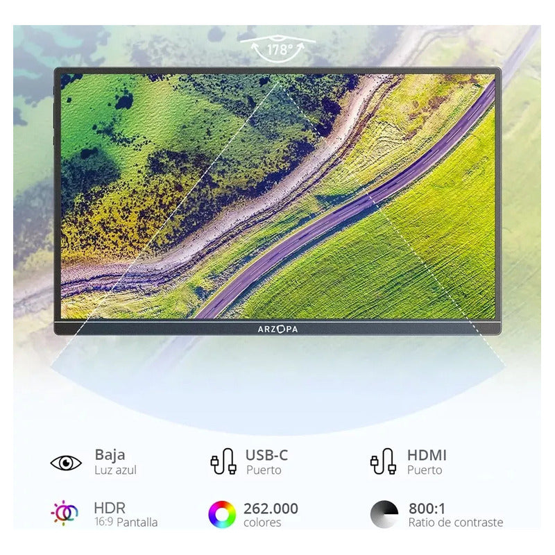 Monitor Arzopa Portátil A1s 14'' Uhd 2025 Hdmi Parlante 1080