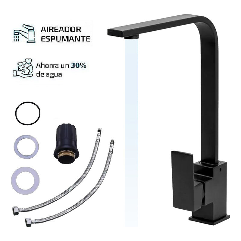 Grifo Llave Lavaplatos Monomando Moderno De Lujo Acero Negro