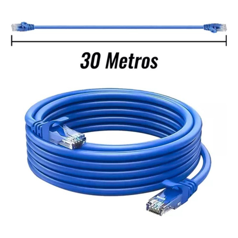 Cable De Red Cat6 Lan 30 Metros Alta Transferencia De Datos