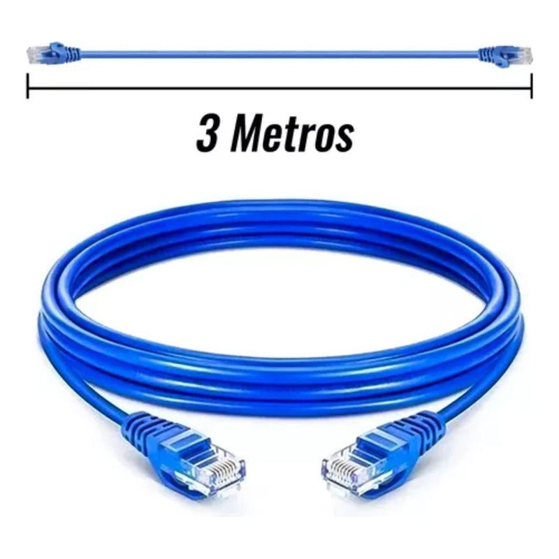 Cable De Red Cat6 Lan 3 Metros Alta Transferencia De Datos