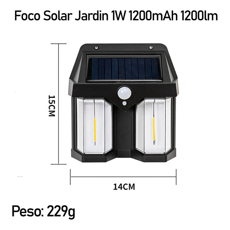 3 Farol Solar Aplique Pared 2 Led Sensor Movimiento Luz Cálida