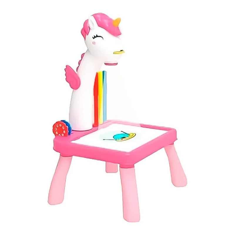Mesa 2 En 1 Proyector Dibujo Didactica Juego Tetris Unicornio
