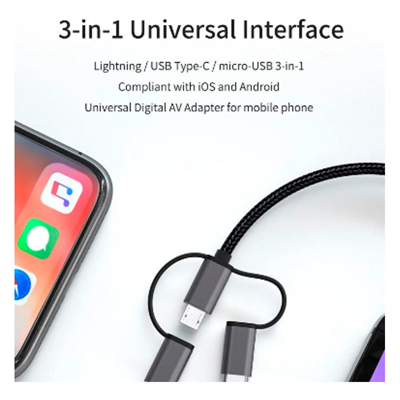 Cable A La Tv Mhl Hdmi Para iPhone Micro Usb Tipo C
