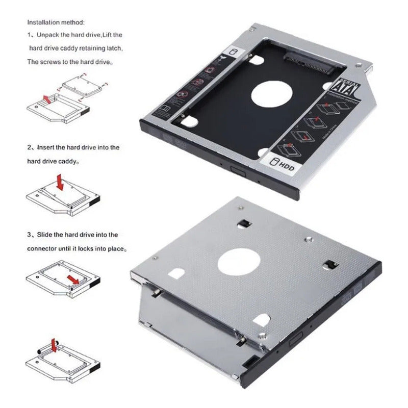 Case Cofre Disco Duro Solido Ssd Hdd 9.5mm Slot Cd/dvd-rom