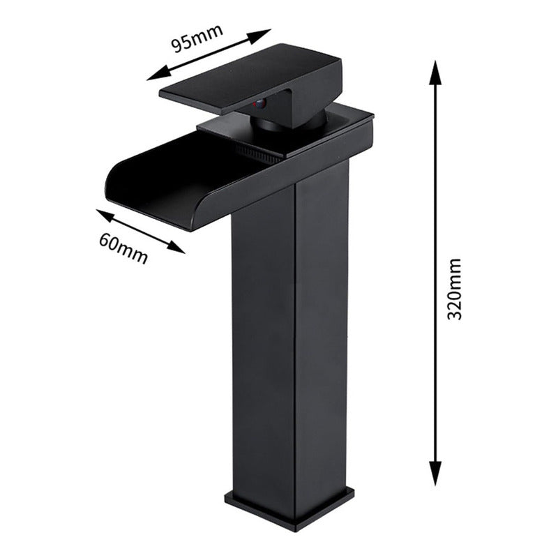 Llave Monomando Lavamanos Estilo Cascada Moderna Acero Negro