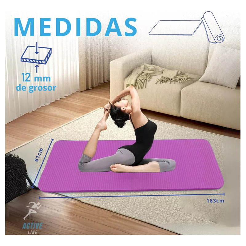 Mat Yoga 12 Mm Alfombra Resistente Gruesa Varios Colores