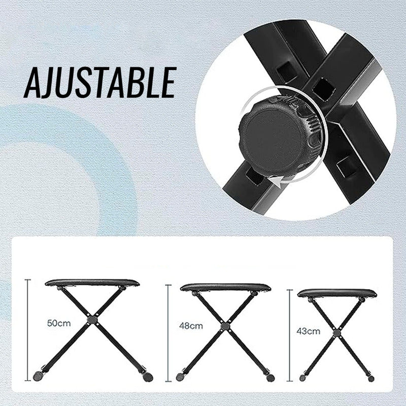 Asiento Sillin Piso Taburete Para Piano Teclado Plegable Ecocuero