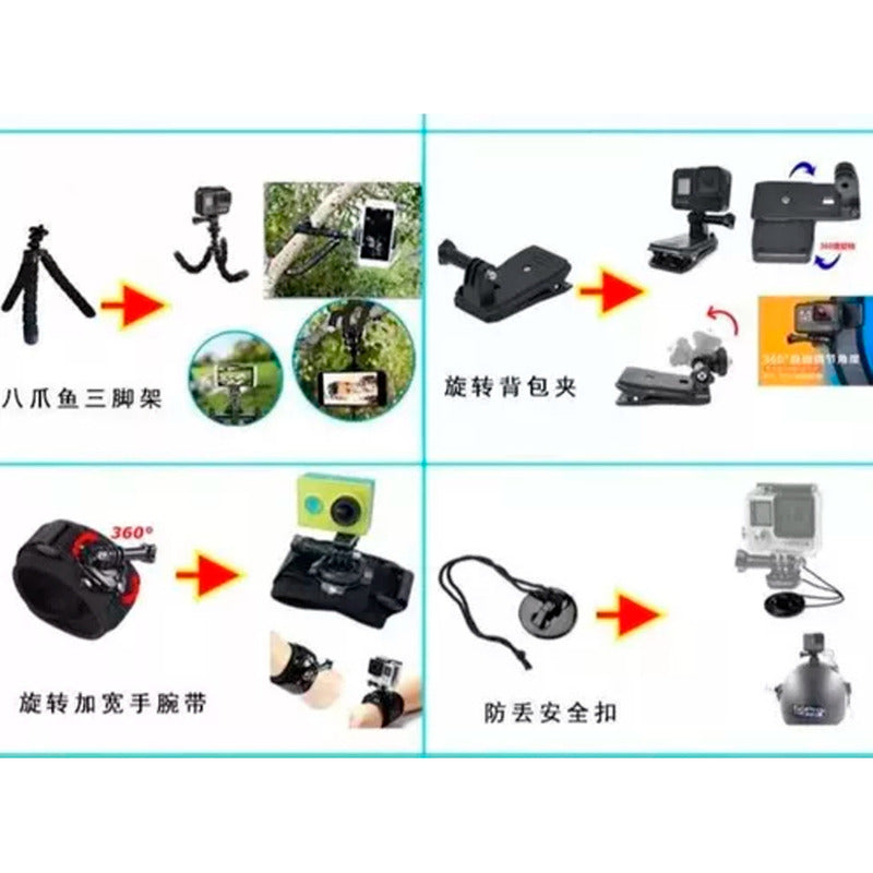 Kit Maleta Gopro Accesorios Para Camara Deportiva 50 Piezas