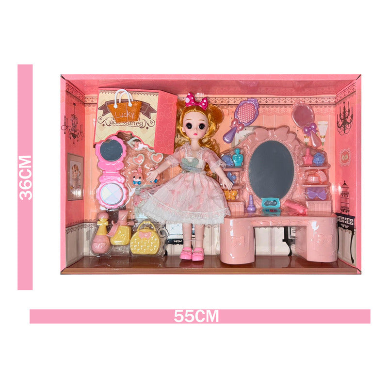 Muñeca Fashion Doll Con Peinadora Y Accesorios Home Princess