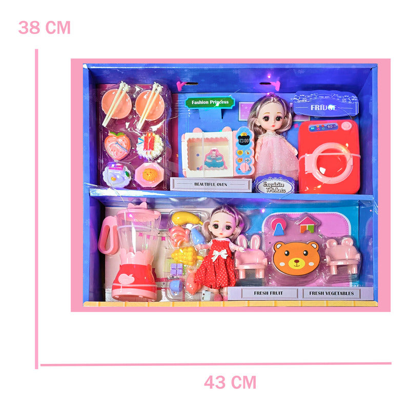Set Muñeca Fashion Princess Time Cocina Y Accesorios